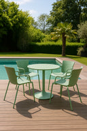 Montauk -  Ensemble table et 4 fauteuils de table extérieur en polypropylène et métal vert