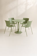Montauk -  Ensemble table et 4 fauteuils de table extérieur en polypropylène et métal vert