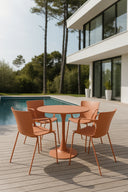 Montauk -  Ensemble table et 4 fauteuils de table extérieur en polypropylène et métal brique