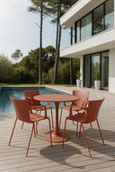 Montauk -  Ensemble table et 4 fauteuils de table extérieur en polypropylène et métal brique