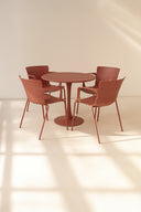 Montauk -  Ensemble table et 4 fauteuils de table extérieur en polypropylène et métal brique