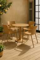 Montauk -  Ensemble table et 4 fauteuils de table extérieur en polypropylène et métal ocre