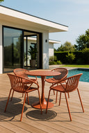 Calypso - Ensemble table et 4 fauteuils de table extérieur en polypropylène et métal brique