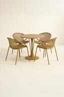 Calypso - Ensemble table et 4 fauteuils de table extérieur en polypropylène et métal ocre