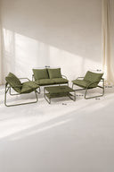 Luigi - Salon de jardin en acier et tissu vert kaki avec table basse