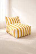 Flavio - Fauteuil extérieur en tissu à rayures blanc et jaune bouton d'or