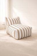 Flavio - Fauteuil extérieur en tissu à rayures blanc et taupe