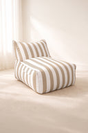 Flavio - Fauteuil extérieur en tissu à rayures blanc et taupe