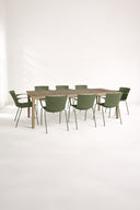 Montauk - Ensemble table avec 8 fauteuils en polypropylène vert