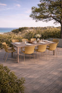 Montauk - Ensemble table avec 8 fauteuils en polypropylène ocre