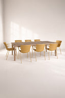 Montauk - Ensemble table avec 8 fauteuils en polypropylène ocre