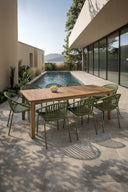 Calypso - Ensemble table avec 8 fauteuils en polypropylène vert