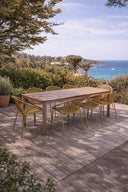 Calypso - Ensemble table avec 8 fauteuils en polypropylène ocre