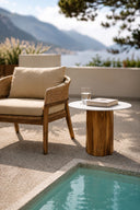 VIRRO - meuble d'appoint en aluminium blanc et teck