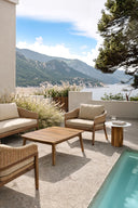 VIRRO - meuble d'appoint en aluminium blanc et teck
