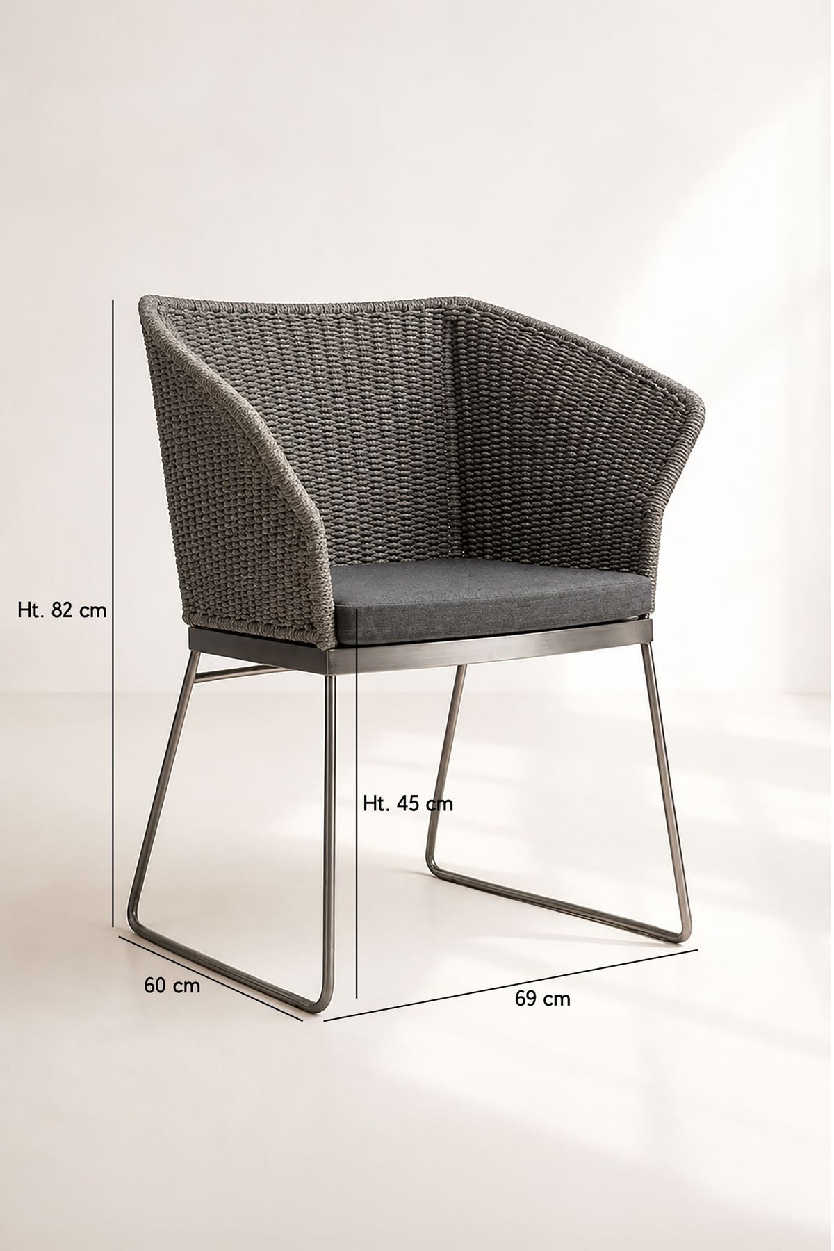 Dimensions Paopao - Fauteuil de table d'extérieur en corde