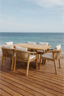 Saona - Ensemble table et 6 fauteuils en bois d'acacia