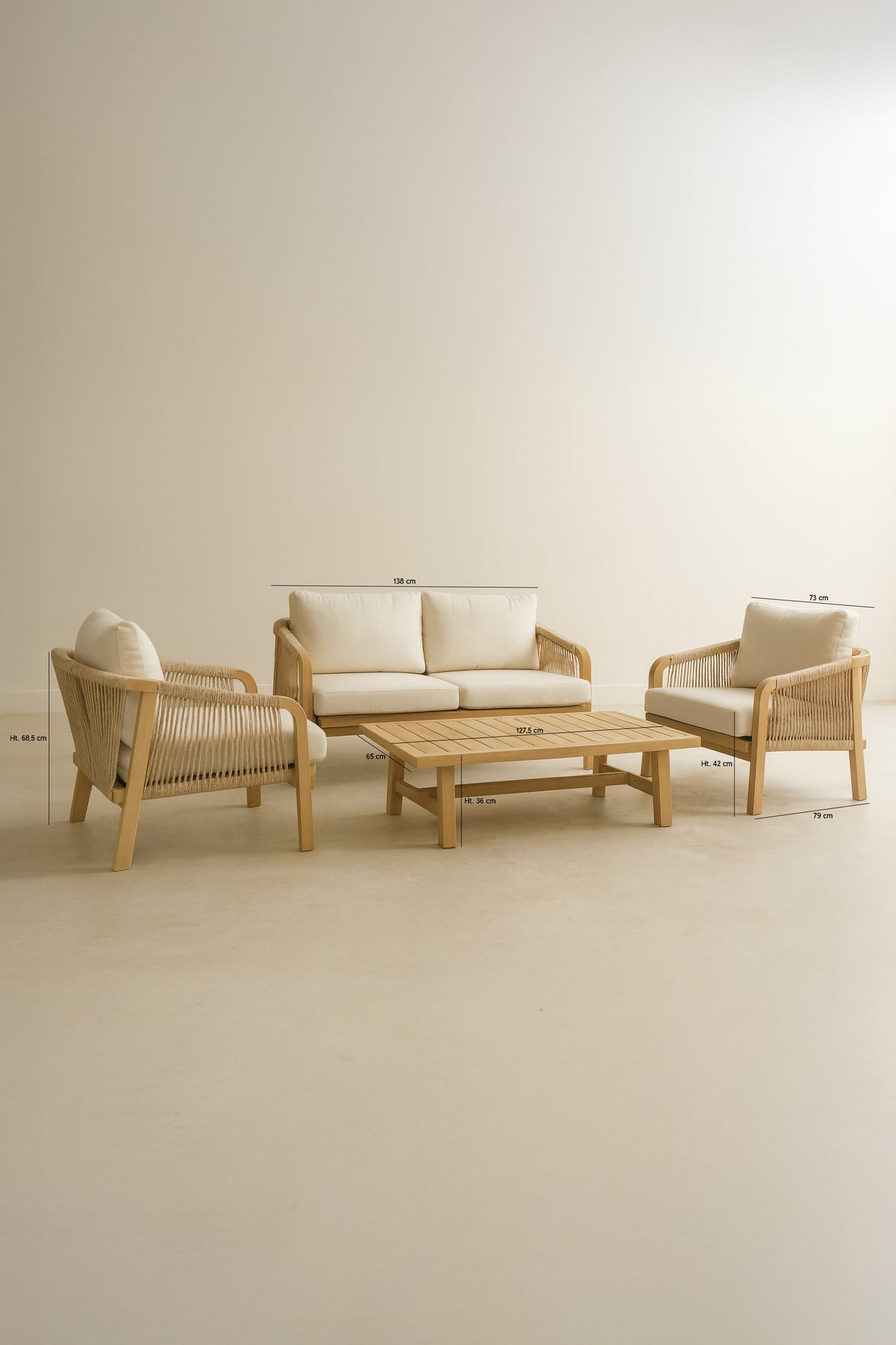 Dimensions Saona - Salon de jardin en bois d'acacia 4 places