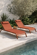 Napoli - Lot de 2 chaises longues en acier et textilène corail