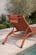 Napoli - Lot de 2 chaises longues en acier et textilène corail
