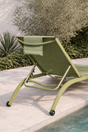 Napoli - Lot de 2 chaises longues en acier et textilène vert