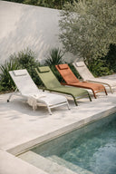 Napoli - Lot de 2 chaises longues en acier et textilène vert