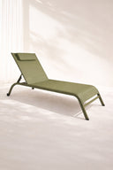 Napoli - Lot de 2 chaises longues en acier et textilène vert