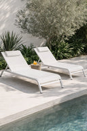 Napoli - Lot de 2 chaises longues en acier et textilène blanc