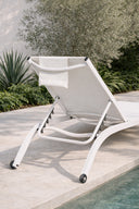 Napoli - Lot de 2 chaises longues en acier et textilène blanc