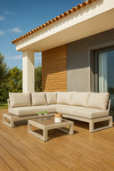 Riva Bella - Salon de jardin d'angle en aluminium sable