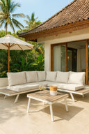 Calvi - Salon de jardin en aluminium sable avec table basse