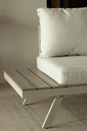 Calvi - Salon de jardin d'angle en aluminium sable avec table basse