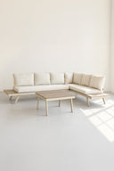 Calvi - Salon de jardin en aluminium sable avec table basse