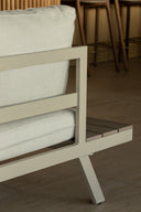 Calvi - Salon de jardin d'angle en aluminium sable avec table basse