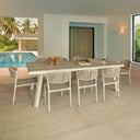 Figari - Ensemble table en aluminium sable et 8 chaises en corde 230 cm