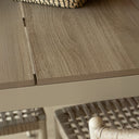 Figari - Ensemble table en aluminium sable et 8 chaises en corde 230 cm