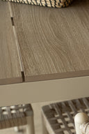 Figari - Ensemble table en aluminium 230cm sable et 8 chaises en corde