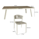 Figari - Ensemble table en aluminium sable et 8 chaises en corde 230 cm