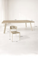 Figari - Ensemble table en aluminium 230cm sable et 8 chaises en corde