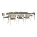 Figari - Ensemble table en aluminium sable et 8 chaises en corde 230 cm