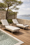 Figari - Lot de 2 chaises longues en aluminium sable avec tissu oléfine