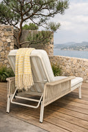 Figari - Lot de 2 chaises longues en aluminium sable avec tissu oléfine