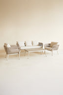 Figari - Salon de jardin 5 places en aluminium sable avec table basse