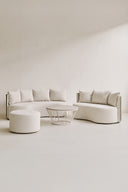 Bellagio - Salon de jardin en aluminium sable avec pouf et table basse