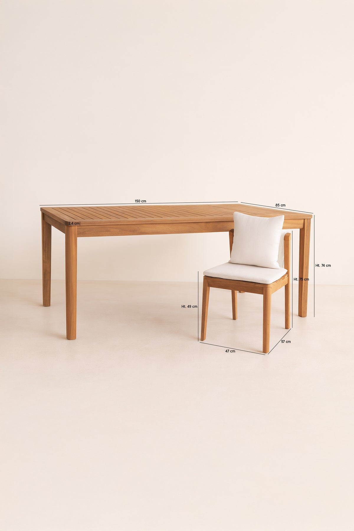 Dimensions Fidji - Ensemble de jardin avec 6 chaises en bois d’acacia