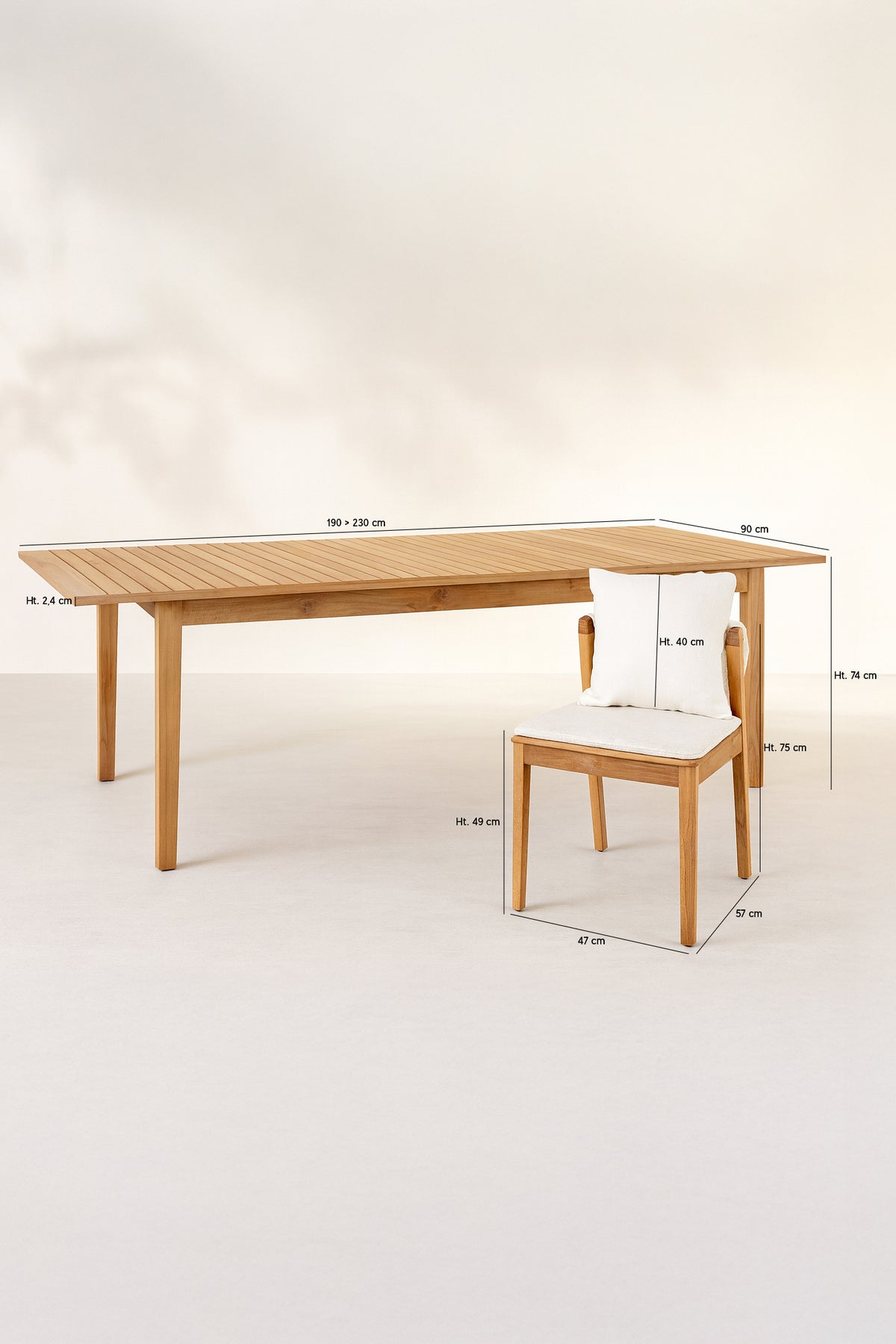 Dimensions Fidji - Ensemble de jardin table extensible avec 10 chaises en bois d’acacia