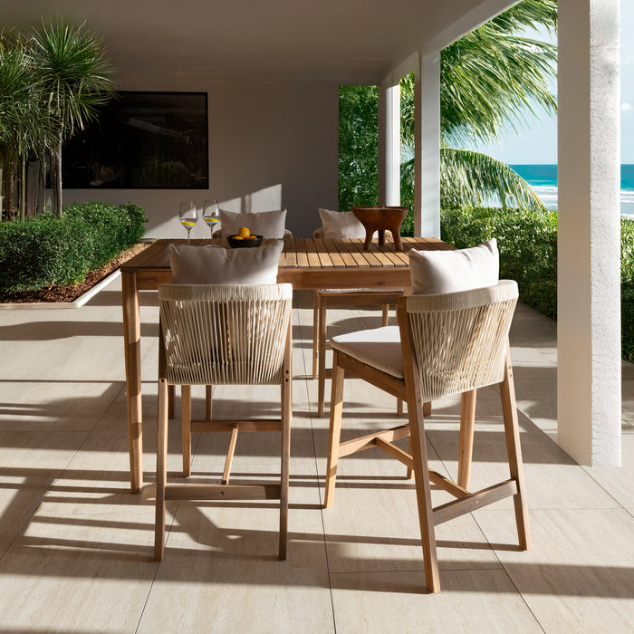 Ensemble Fidji table haute et 4 chaises en bois d'acacia