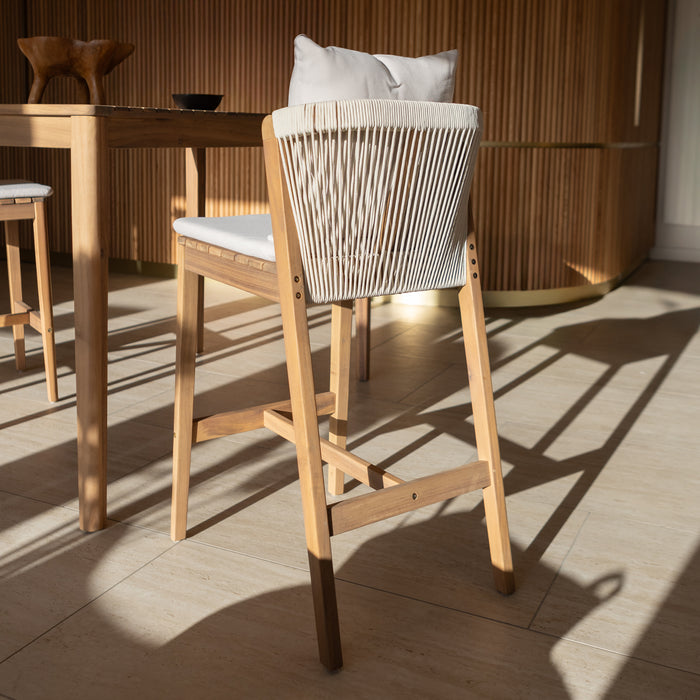 Ensemble Fidji table haute et 4 chaises en bois d'acacia
