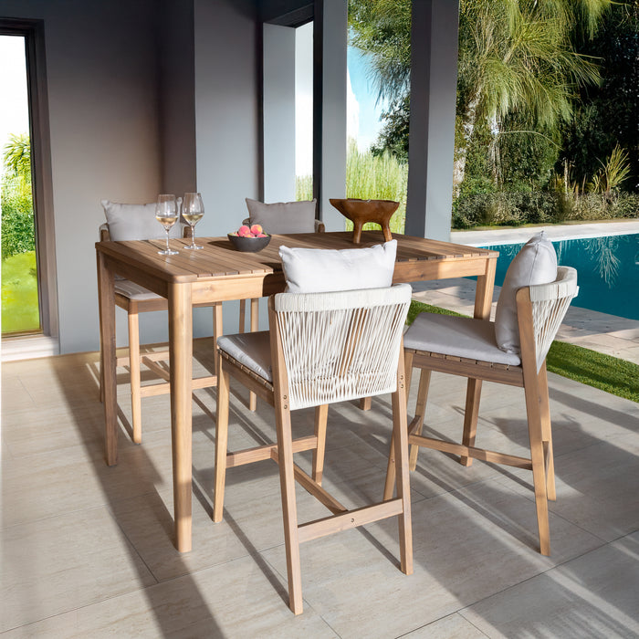 Ensemble Fidji table haute et 4 chaises en bois d'acacia