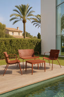 Montauk - Salon de jardin en polypropylène et métal brique